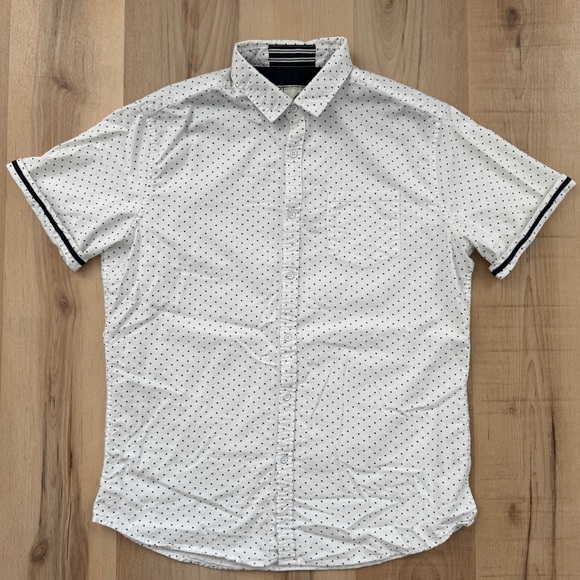 Alexander Julian White Short Sleeve Button Up Shirt Black Polka Dots L - Picture 5 of 15